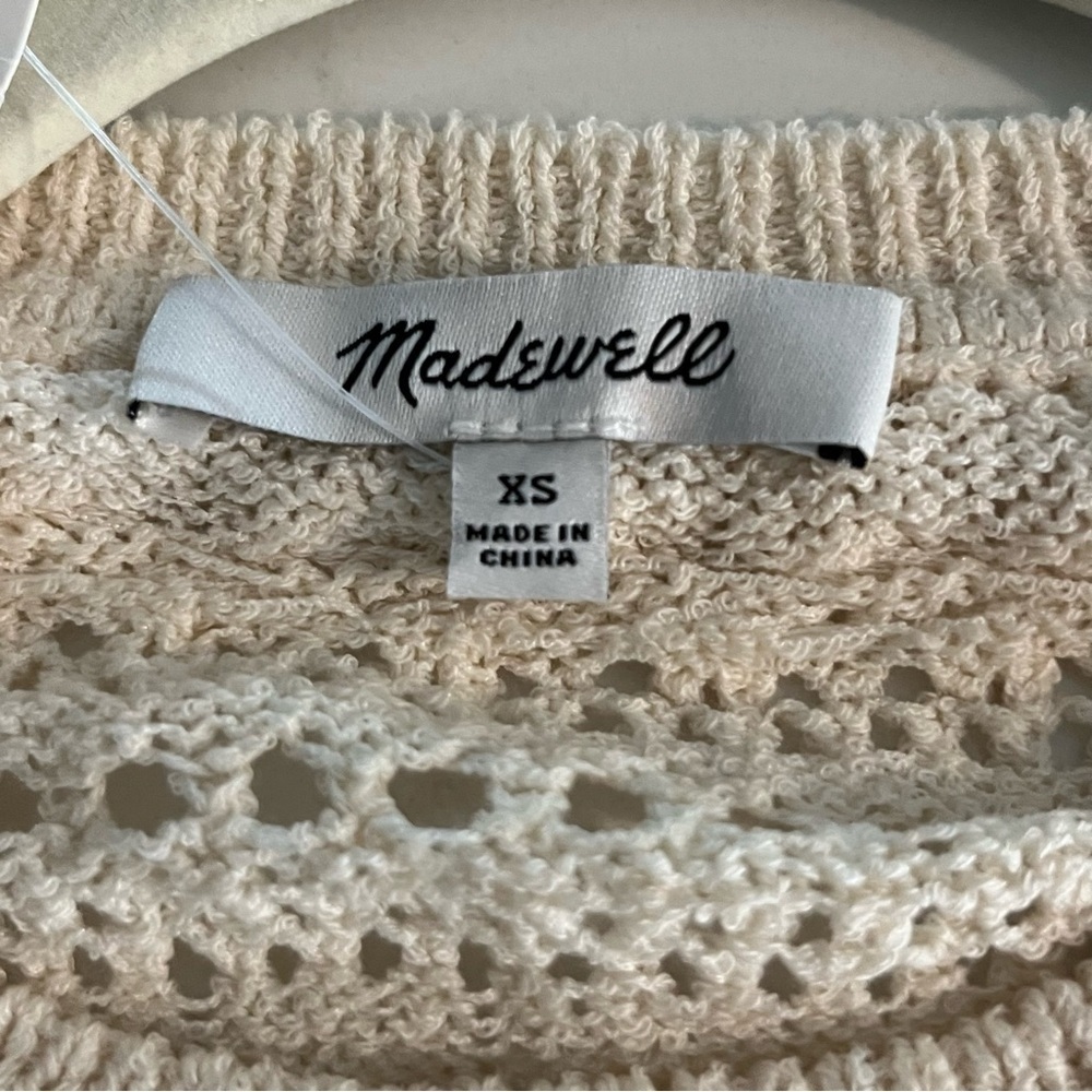 Madewell Scallop Trim Cream Knit Cropped Sweater XS - Picture 8 of 13
